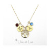 Tree of life letter coin(s) and birthstone(s) pendant necklace silver gold plated stainless steel personnalized gift