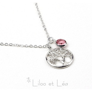 Tree of life and birthstones necklace silver gold stainless steel personnalized gift