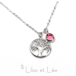 Tree of life and birthstones necklace silver gold stainless steel personnalized gift