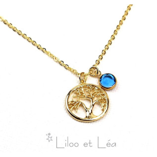 Tree of life and birthstones necklace silver gold stainless steel personnalized gift