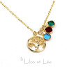 Tree of life and birthstones necklace silver gold stainless steel personnalized gift