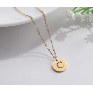 Letter charm pendant necklace silver gold plated stainless steel personnalized gift