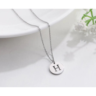Letter charm pendant necklace silver gold plated stainless steel personnalized gift