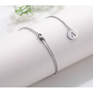 Letter charm pendant necklace silver gold plated stainless steel personnalized gift