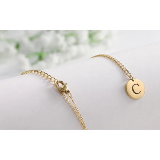 Letter charm pendant necklace silver gold plated stainless steel personnalized gift