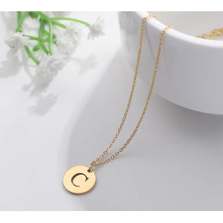 Letter charm pendant necklace silver gold plated stainless steel personnalized gift