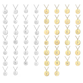 Letter charm pendant necklace silver gold plated stainless steel personnalized gift