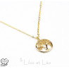 Collier pendentif ARBRE DE VIE, acier inoxydable plaqué or