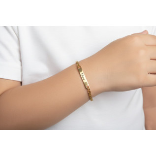 Name bracelet in silver or gold stainless steel on a Figaro or curb chain, laser-engraved, children or women gift