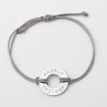 Donut-shaped name bracelet in silver and gold stainless steel with a polyester cord and laser engraving man woman gift