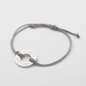 Donut-shaped name bracelet in silver and gold stainless steel with a polyester cord and laser engraving man woman gift