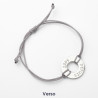 Donut-shaped name bracelet in silver and gold stainless steel with a polyester cord and laser engraving man woman gift
