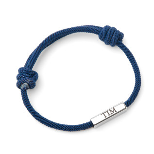 Bar name bracelet silver or gold stainless steel with Milan cord and laser engraving gift for men and women