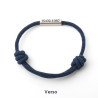 Bar name bracelet silver or gold stainless steel with Milan cord and laser engraving gift for men and women