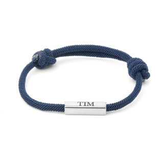 Bar name bracelet silver or gold stainless steel with Milan cord and laser engraving gift for men and women