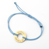Donut-shaped "Maman je t'aime" bracelet in silver and gold stainless steel with a polyester cord and laser engraving