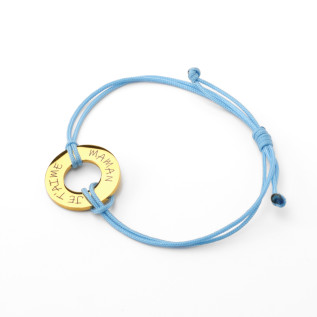 Bracelet "Maman je t'aime" donut acier inoxydable argent or cordon polyester gravure laser cadeau