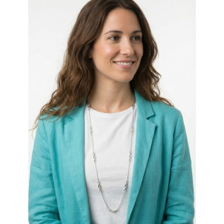 Sautoir long maille marine acier inoxydable argent six longueurs cadeau femme