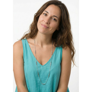 Sautoir long maille marine acier inoxydable argent six longueurs cadeau femme