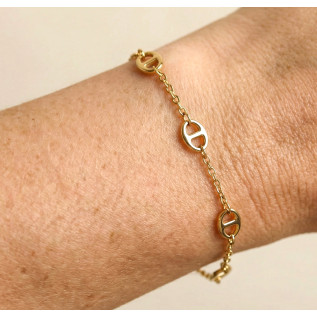 Nautical link bracelet in gold stainless steel woman gift