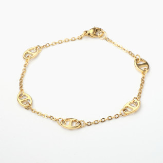Nautical link bracelet in gold stainless steel woman gift