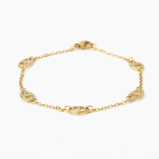 Nautical link bracelet in gold stainless steel woman gift