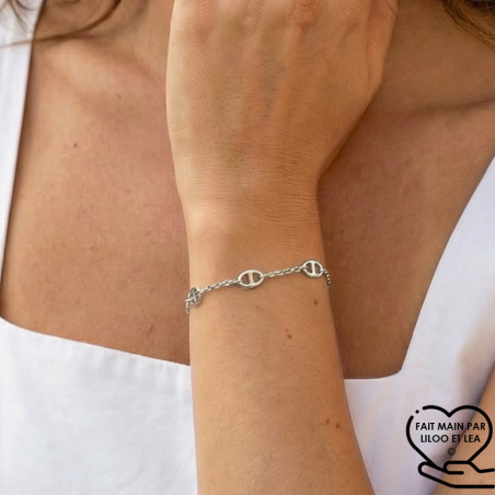 Bracelet maille marine acier inoxydable argent cadeau femme