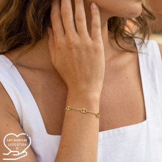 Nautical link bracelet in gold stainless steel woman gift
