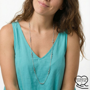 Nautical link long chain necklace in silver stainless steel six lengths woman gift