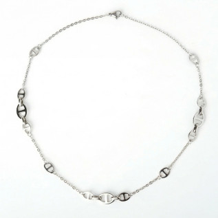 Collier maille marine acier inoxydable argent cadeau femme