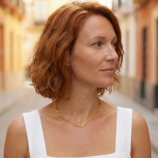 Nautical link necklace in gold stainless steel woman gift