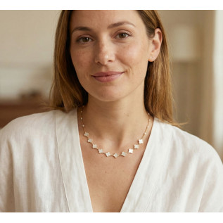 Collier trèfles en émail blancs sur acier inoxydable argent or cadeau femme