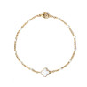 Bracelet trèfle blanc en émail sur acier inoxydable argent or bijou femme