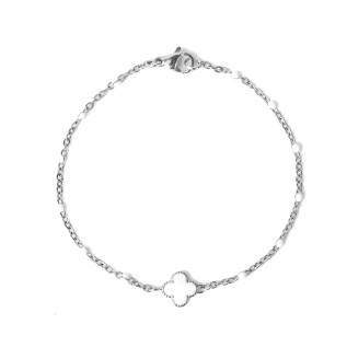 White white enamel clover bracelet on stainless steel silver and gold women jewelry