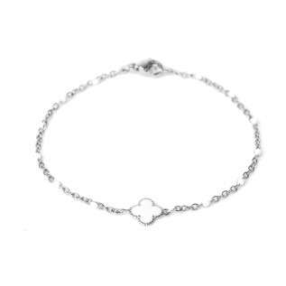 White white enamel clover bracelet on stainless steel silver and gold women jewelry