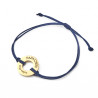 Donut-shaped "Papa chéri" bracelet in silver and gold stainless steel with a polyester cord and laser engraving man woman gift