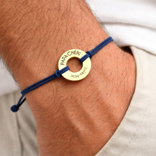 Bracelet "super papa" donut acier inoxydable or argent cordon polyester gravure laser cadeau homme femme