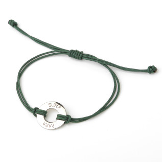 Donut-shaped "Super papa" bracelet in silver and gold stainless steel with a polyester cord and laser engraving man woman gift