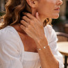 Bracelet trèfles blancs en émail sur acier inoxydable or ou argent bijou femme