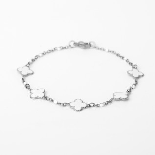 White enamel clover bracelet on silver or gold stainless steel women jewelry