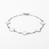 Bracelet trèfles blancs en émail sur acier inoxydable or ou argent bijou femme
