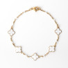 White enamel clover bracelet on silver or gold stainless steel women jewelry