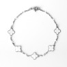 Bracelet trèfles blancs en émail sur acier inoxydable or ou argent bijou femme