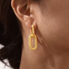Boucles d'oreilles créoles rectangles entrelacés lisse et strié acier inoxydable or argent vendu par paire