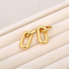 Boucles d'oreilles créoles rectangles entrelacés lisse et strié acier inoxydable or argent vendu par paire