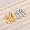 Boucles d'oreilles créoles rectangles entrelacés lisse et strié acier inoxydable or argent vendu par paire