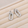 Boucles d'oreilles créoles rectangles entrelacés lisse et strié acier inoxydable or argent vendu par paire