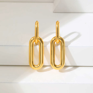 Intertwined rectangles hoop earrings in gold stainless steel sold by pair