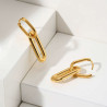 Intertwined rectangles hoop earrings in gold stainless steel sold by pair
