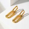 Intertwined rectangles hoop earrings in gold stainless steel sold by pair